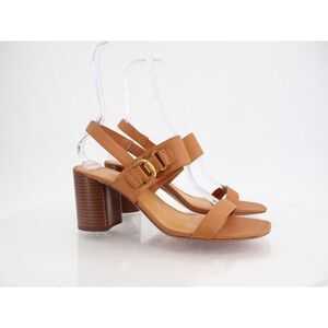 Franco Sarto Women's Omyrah Block Heel Sandals Ivory Brown Size 11M Vegan